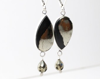 Golden Day Earrings - Silver and Pyrite Stones