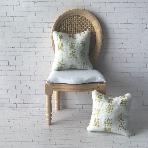Miniature 1:12 Dollhouse Pillows Asian Print