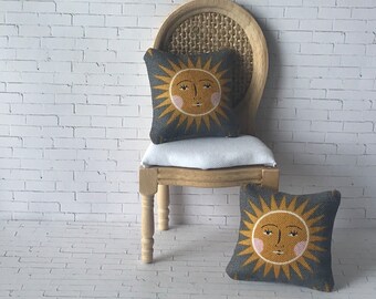 Miniature 1:12 Dollhouse Pillows Set Of 2 Celestial Sun