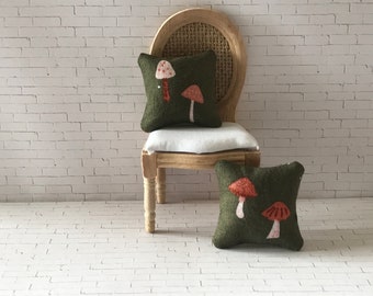 Miniature 1:12 Dollhouse Pillows Set Of 2 Mushrooms