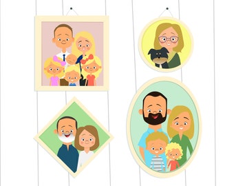 Gift For Grandparents From Children, Illustrated Family Portraits, Digital Download, Printable Gift For Grandmother or Grandfather