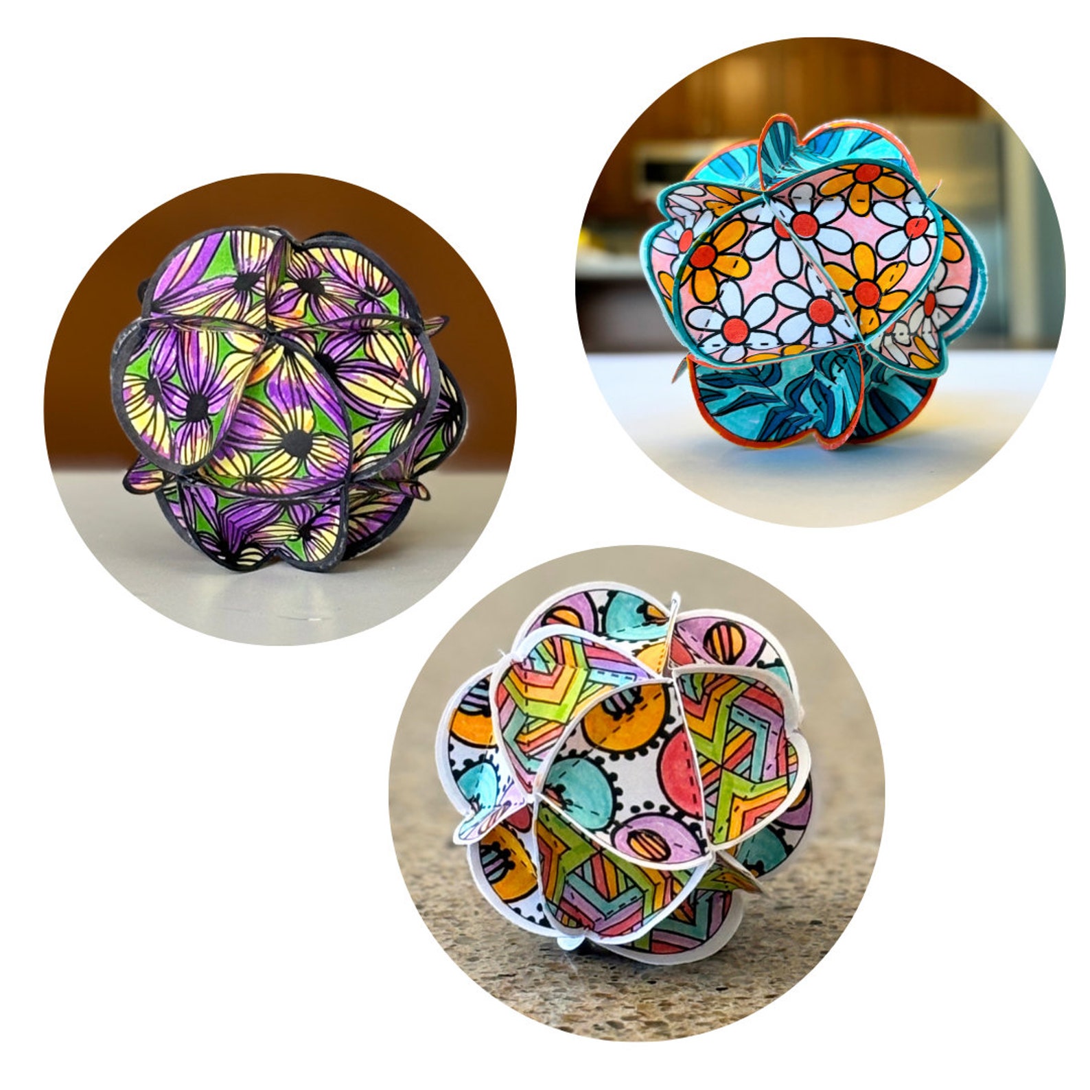 DIY Geo Sphere Coloring Craft: 3D Paper Ball Project (digital Download ...