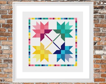 Patchwork Flowers- a Counted Cross Stitch Pattern