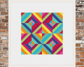 Rainbow Squares - a Counted Cross Stitch Pattern