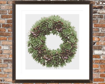 Succulent Wreath - a Counted Cross Stitch Pattern