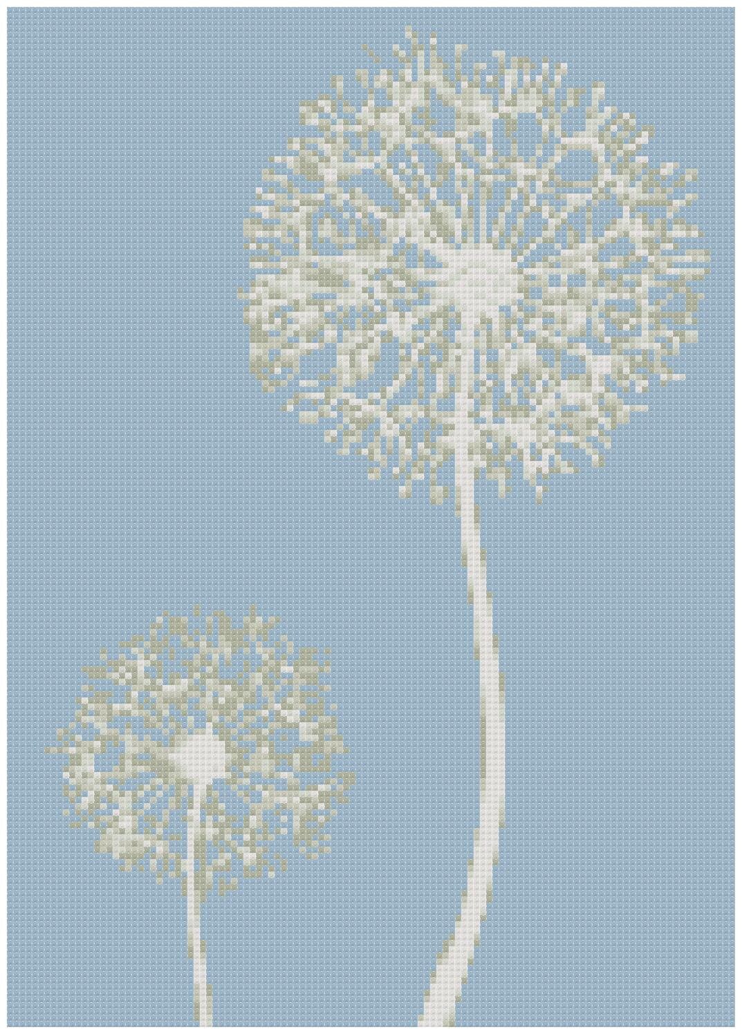 Muted Dandelions a Counted Cross Stitch Pattern Etsy