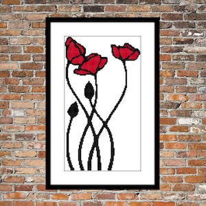 Wavy Poppies Counted Cross Stitch Pattern image 1