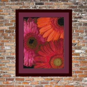 Modèle de point de croix compté de gerberas multicolores