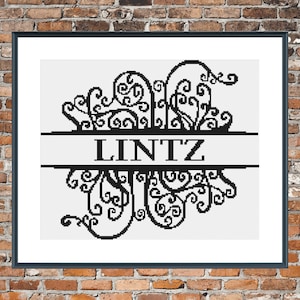 Personalized Swirl a Counted Cross Stitch Pattern zdjęcie 1