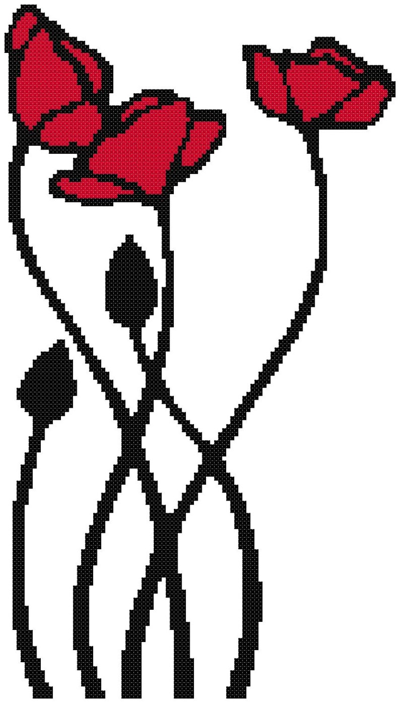 Wavy Poppies Counted Cross Stitch Pattern image 2