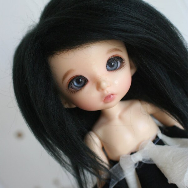 doll wig BJD wig Dollfie wig LATI yellow/Pukifee/monster high sized fake fur BLACK wig monstrodesigns