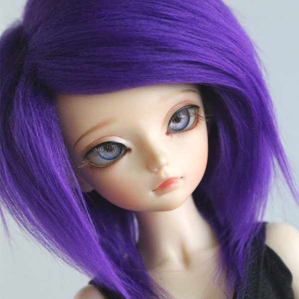 bjd msd sized dark purple fake fur wig monstrodesign