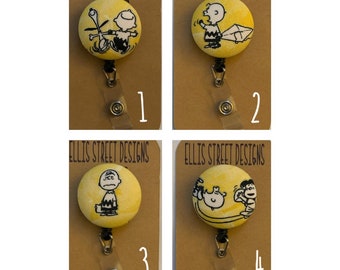 Peanuts Inspired Ice Cream Retractable Reel Badge Holder with Charms