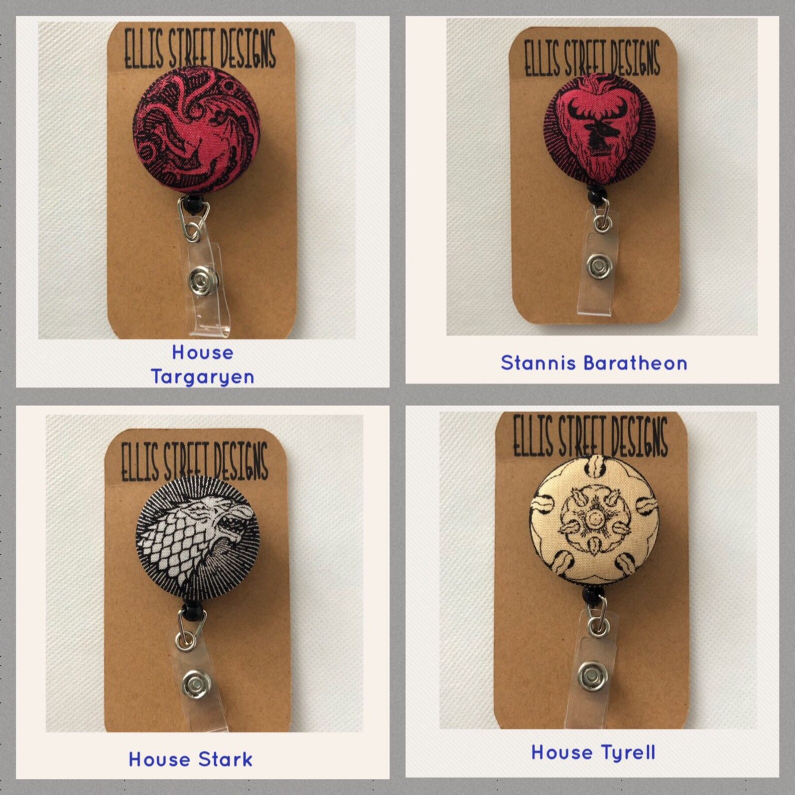 Game of Thrones Retractable Badge ID Holder Stark Etsy