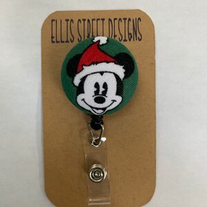 格納式バッジ ID ホルダー - ディズニー ミッキーマウス クリスマス - ベルト クリップまたはワニ口回転クリップ!