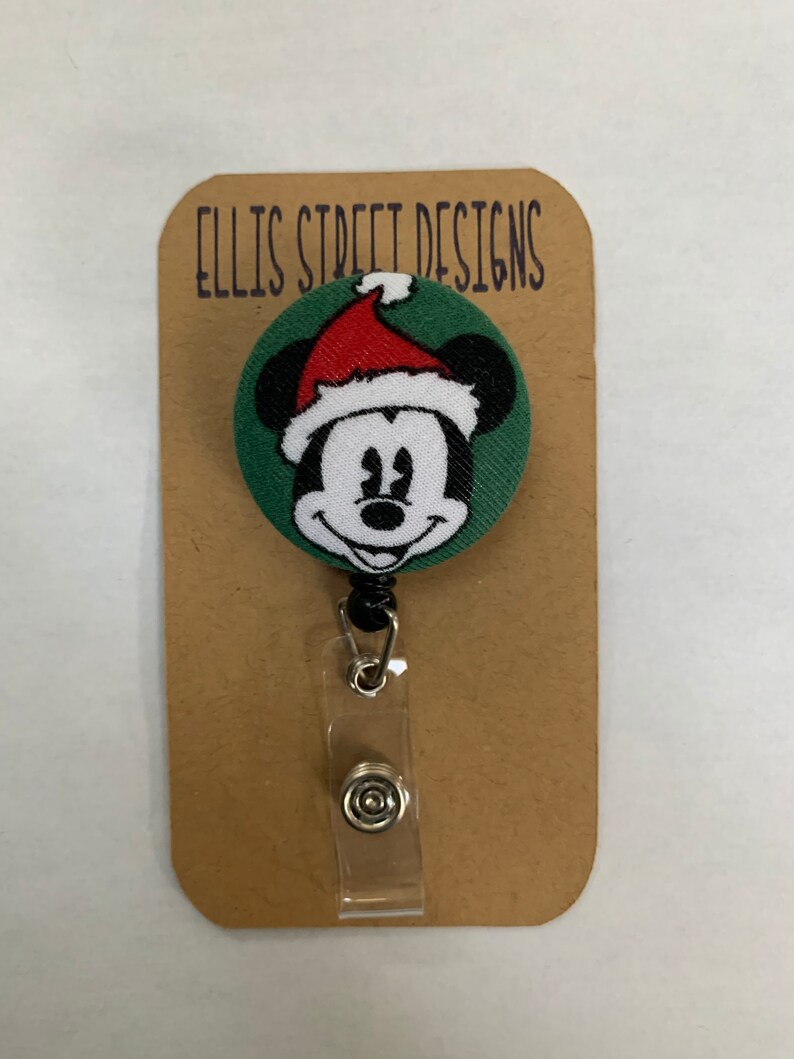 Retractable Badge ID Holder Disney Mickey Mouse Christmas Etsy