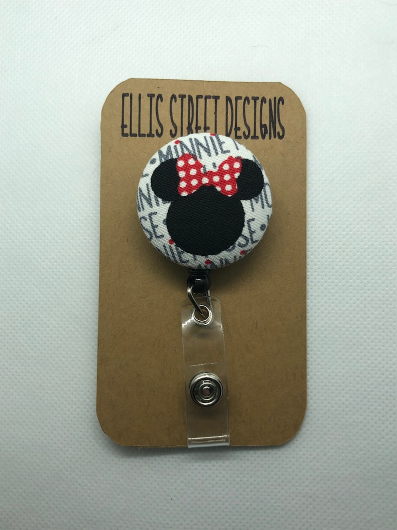 Retractable Badge ID Holder Disney Mickey Mouse and Minnie Etsy