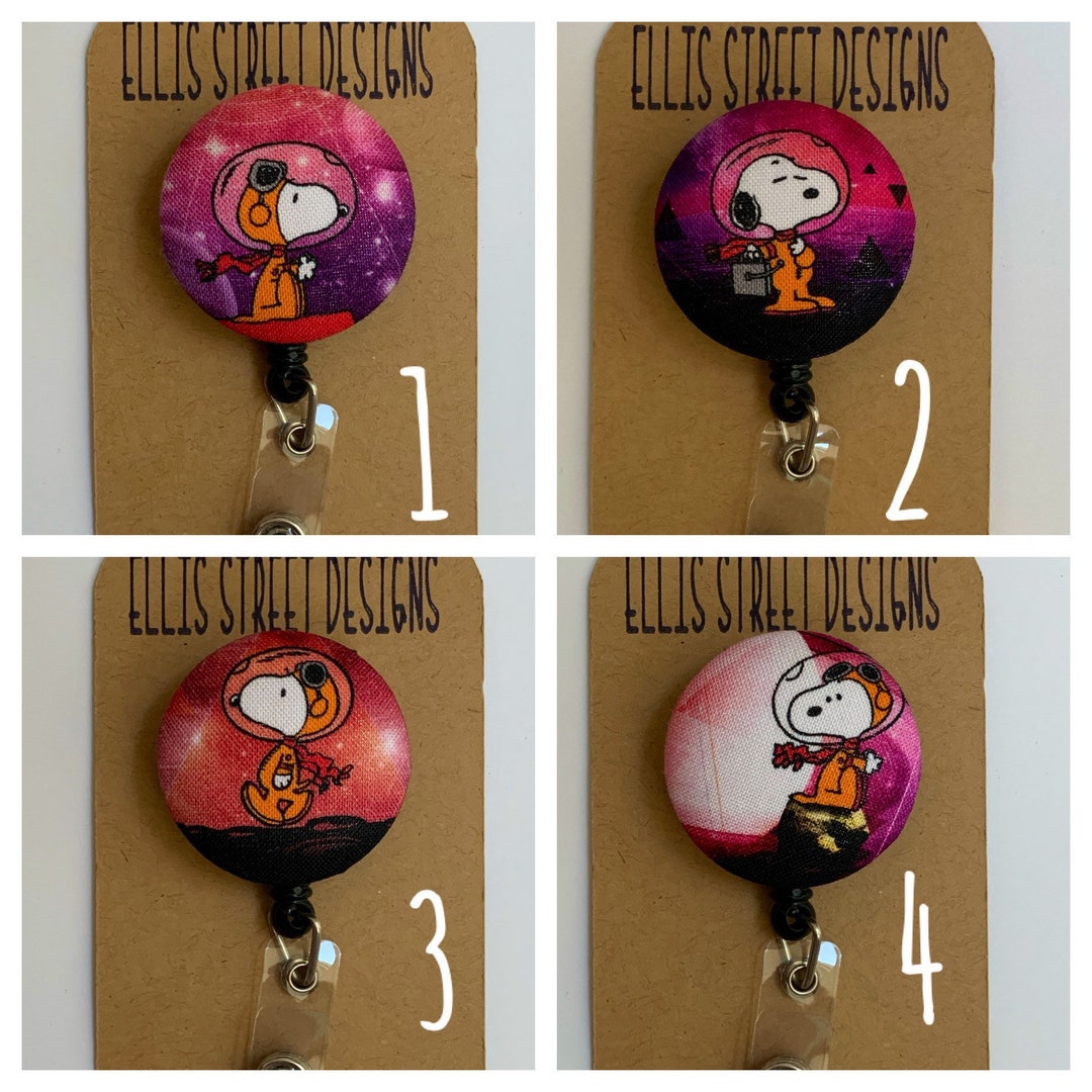 Peanuts Cartoon Snoopy in Space - Retractable ID Badge Holder - Belt ...