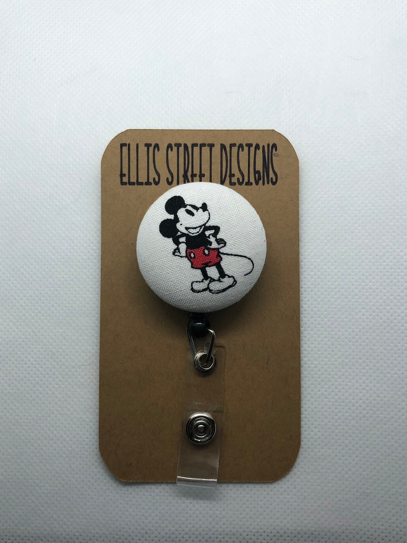 Retractable Badge ID holder Disney Mickey Mouse and Minnie Etsy