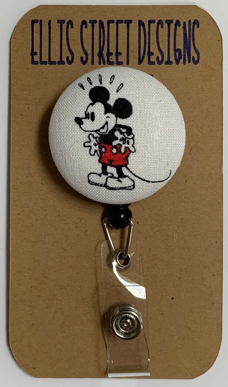 Retractable Badge ID holder Disney Mickey Mouse and Minnie Etsy