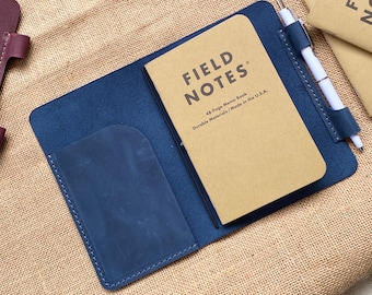 Personalisierte Leder A6 Field Notes Hülle: Moleskine Cahier Journal