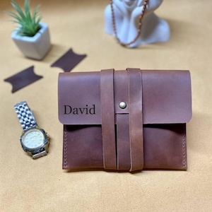 Estuche de cuero para guardar relojes, caja para guardar dos relojes, estuche personalizado para relojes, estuche de viaje personalizado para relojes, organizador portátil para relojes, día del padre