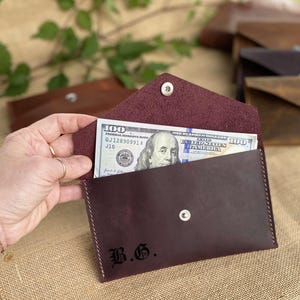 Billetera de cuero personalizada, sobres para efectivo, portamonedas artesanal, sobre de cuero, tarjetero de cuero, portamonedas de cuero