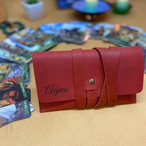 Gepersonaliseerde lederen tarotkaartetui, tarotkaarthouder, tarotdeckdoos, aangepaste leren etui voor tarot, opbergdoos voor tarot, reistas voor tarot