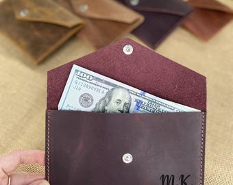 Handcrafted Leather Cash Envelope: Personalized Money Carrier