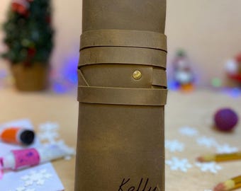 Personalized Leather Brush Roll, Artist Travel Case