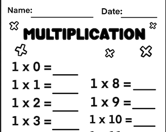 12 Multiplication Printable Practice Worksheets, Learn Multiplication, Math Worksheets Practice, 1st - 4th Grade Math, Multiplying Table