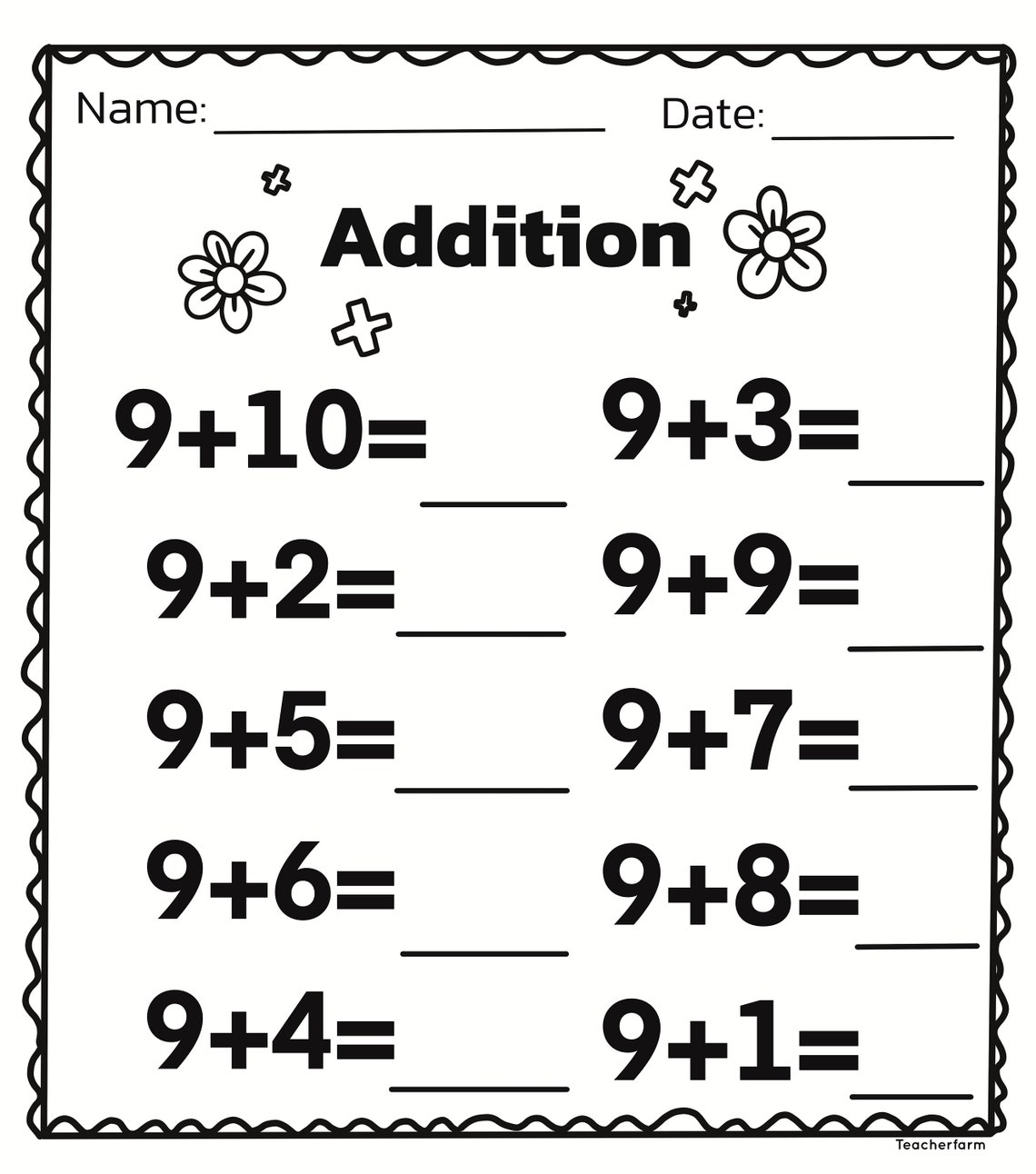 10 Addition Printable Teacher Worksheets 1-10, 1st Grade Math, Math Worksheets for Teachers ...