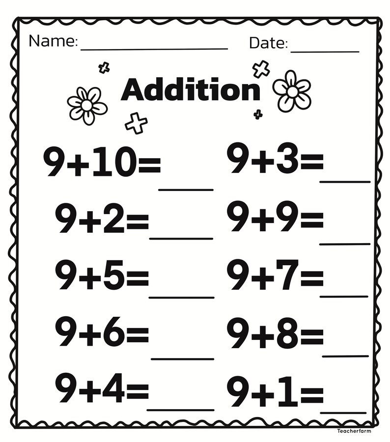 10 Addition Printable Teacher Worksheets 110, 1st Grade Math, Math