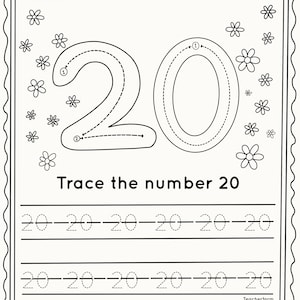 0-20 Number Tracing Worksheets, Kindergarten Handwriting Practice ...