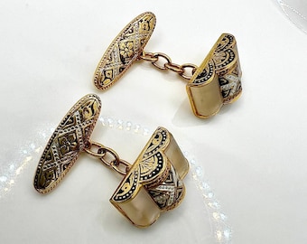 Boutons De Col Anciens En Sulfure Bleu De France Et Blanc - Style Art Déco, 1 Cm