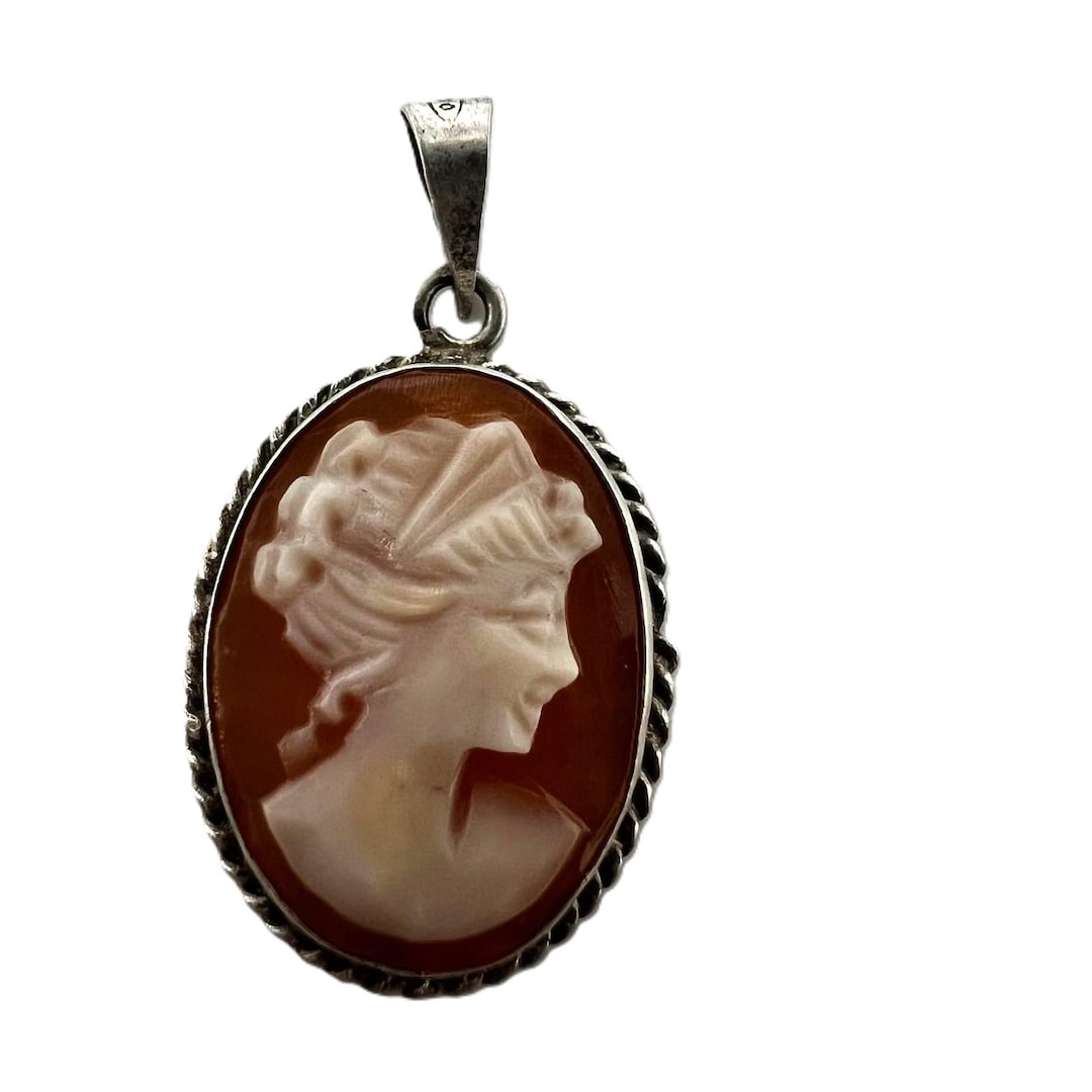 Minimalist Antique 800 Silver Cameo Pendant With Delicate Shell Carving ...