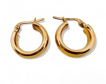 Pendientes minimalistas para mujer, aros de oro 333. Hermosos aros ligeros, pendientes de oro amarillo 333, regalo ideal para mujer.