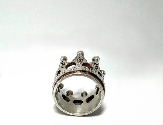 925 Sterling Silver Crown Ring Statement Jewelry … - image 2