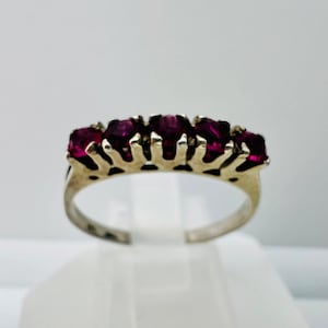Art Deco 925 silver ring with 5 ruby gemstones
