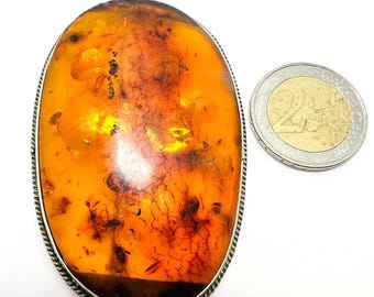 Antique amber brooch Biedermeier approx. 19.6 g silver setting Biedermeier Amber Brooch
