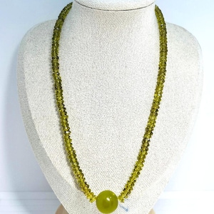 Genuine faceted peridot necklace – olive green – gemstone necklace – magnetic clasp