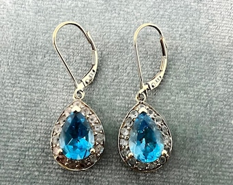 Pendientes vintage de oro 333 con grandes topacios.