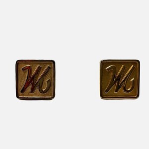 Vintage Monogramm-Manschettenknöpfe „M“ – vergoldetes Messing – Retro Initial Cufflinks