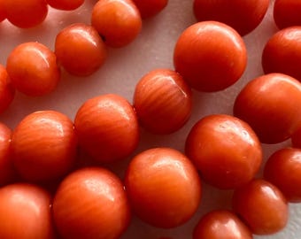 Antique coral necklace, real precious coral, coral red, ladies necklace 43 cm