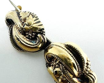 Antique Biedermeier foam gold brooch 19th century floral design rare Antique Biedermeier foam gold brooch