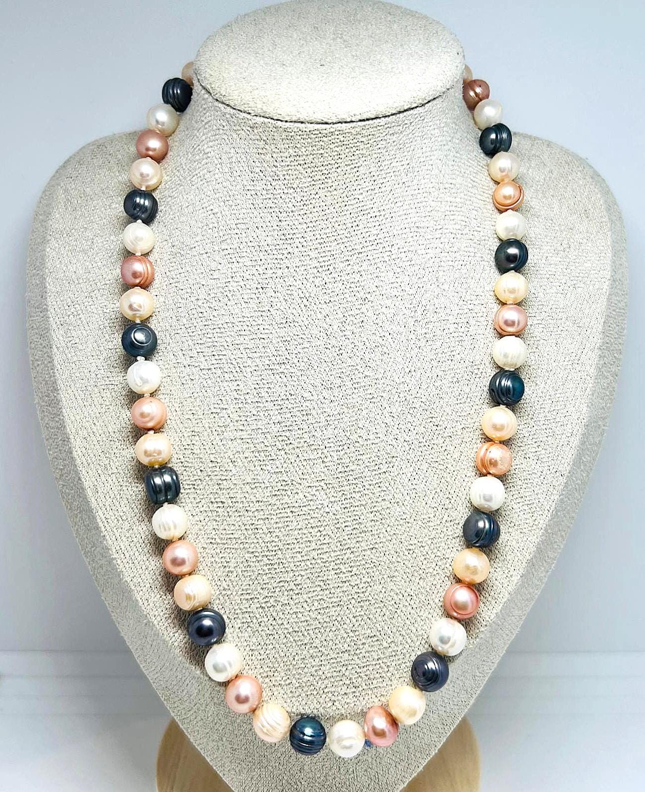 Collier Perles D'eau Douce Multicolores Argent 925 - Neuf Avec étiquettes