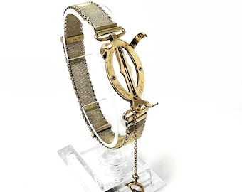 Antieke verstelbare dameshorlogeband Mesh Milanese Gold Doublé SIKA MIDOUBLE
