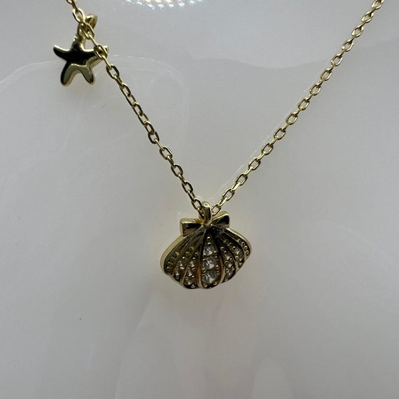 Collana Choker Con Ciondolo Stella Marina E Conchiglia - Oro Bohémien Con Catena A Graffetta