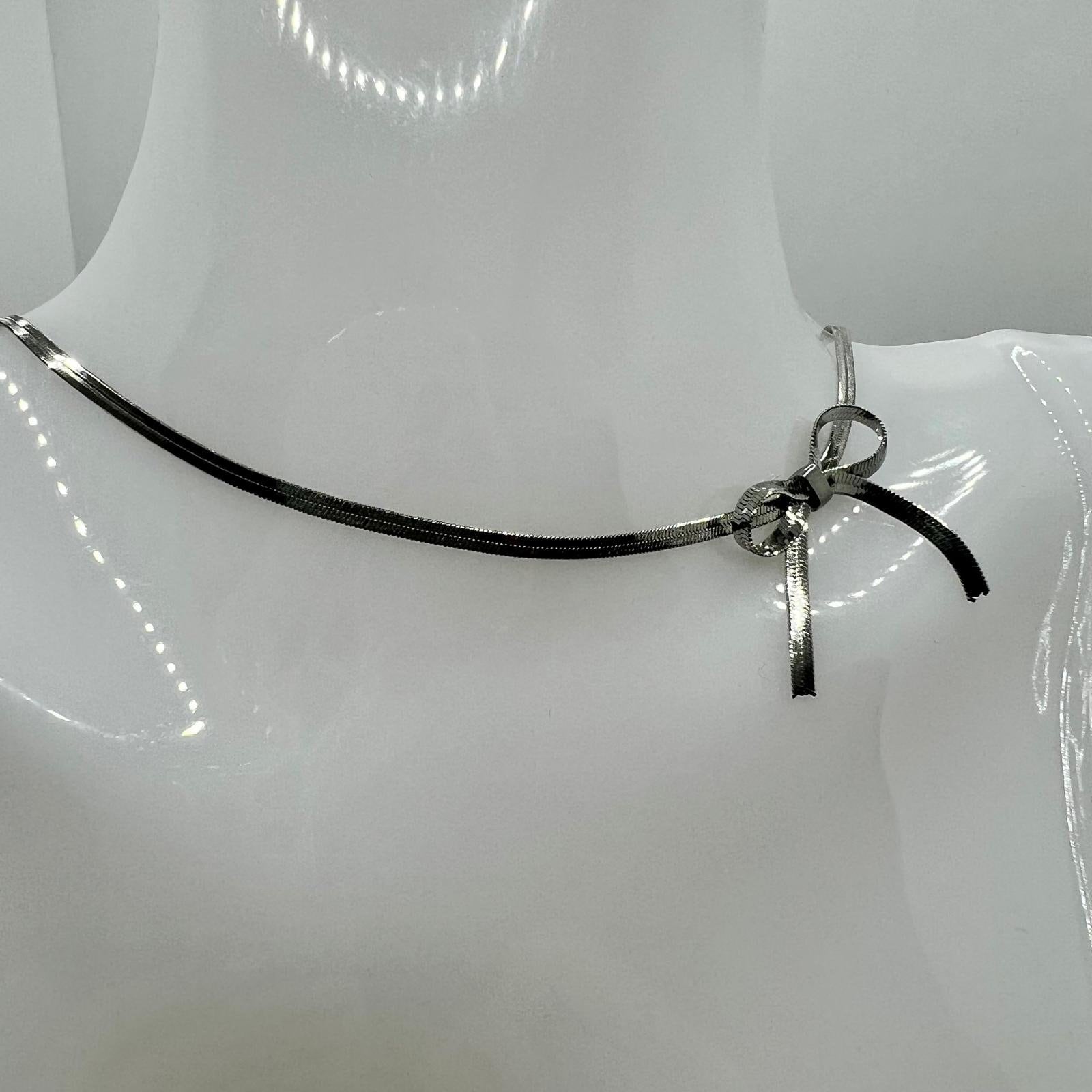 Reffeer 925er Sterlingsilber Halskette Mit CZ Schleifen-Anhänger – Verstellbar, Federring-Verschluss, In Geschenkbox (40 Cm + 5,5 Cm)