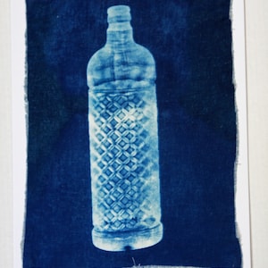 Cyanotype Linen Print/ Tempered Glass Series